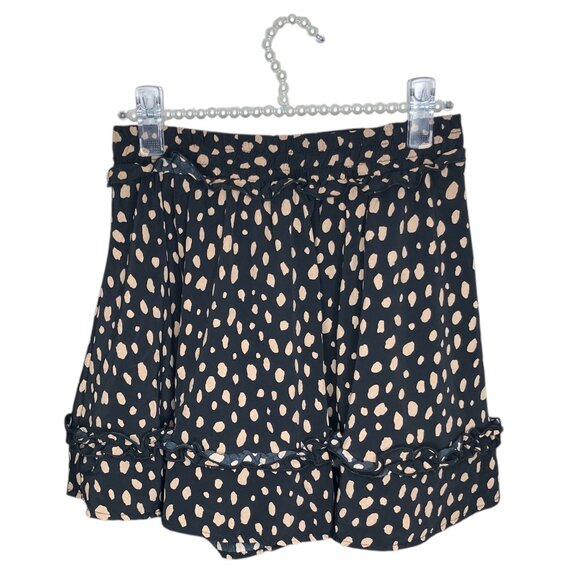 Altar'd State Medium Black Tan Leopard Animal Print Ruffle Trim Mini Skirt - Picture 2 of 4